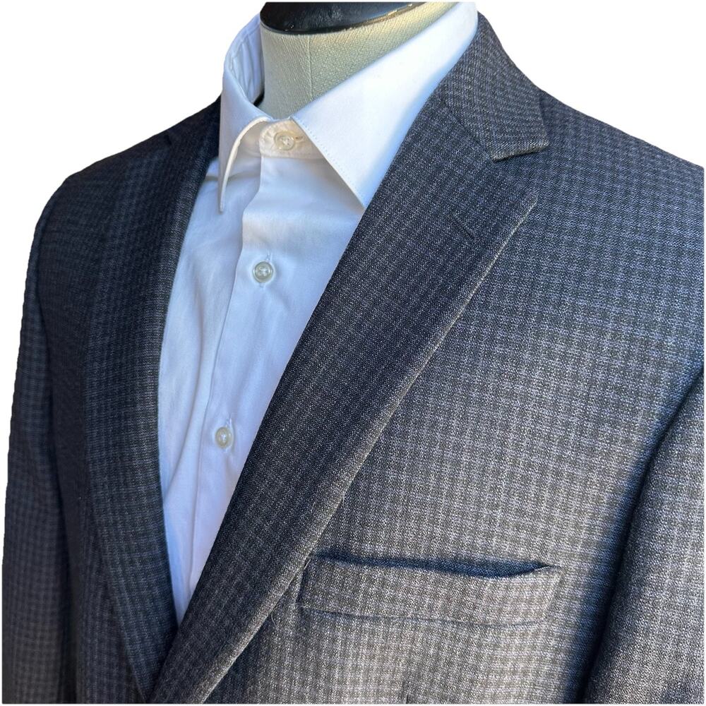 Pronto Uomo Platinum Men 44R Blue Black check Wool Pristine condition